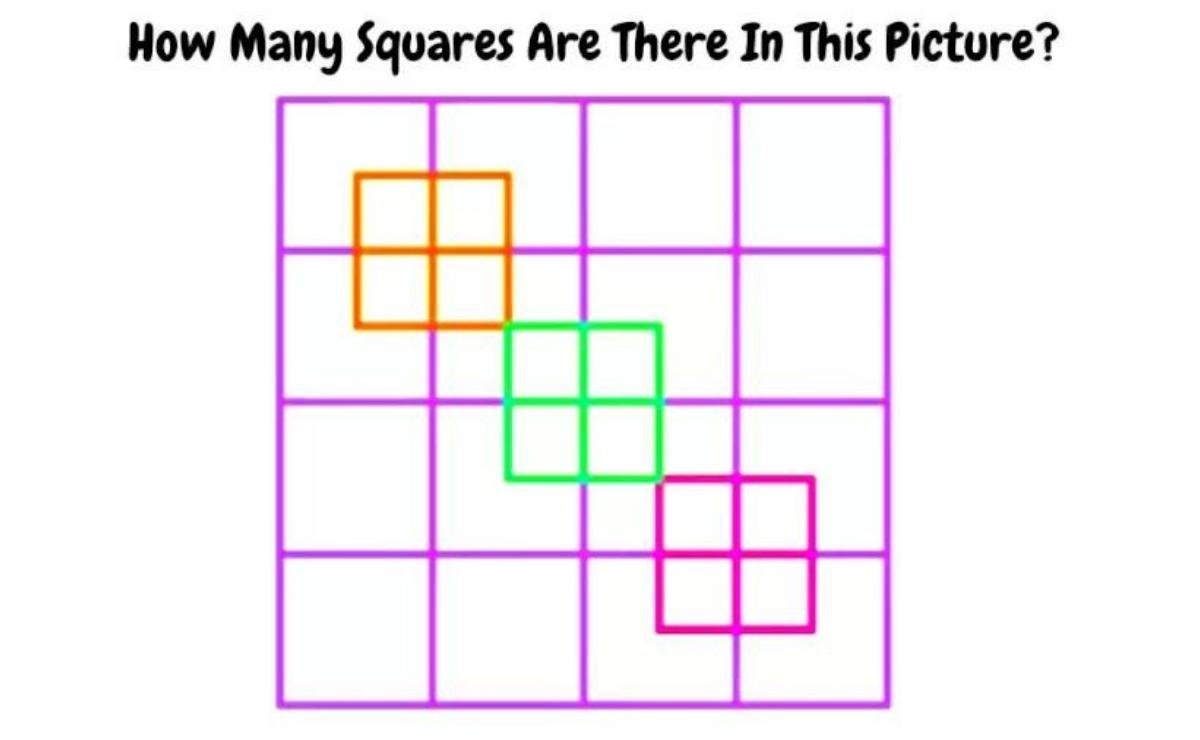 Tienes que mirar con atención y rapidez la imagen del acertijo visual y luego tratar de encontrar la totalidad de los cuadrados.