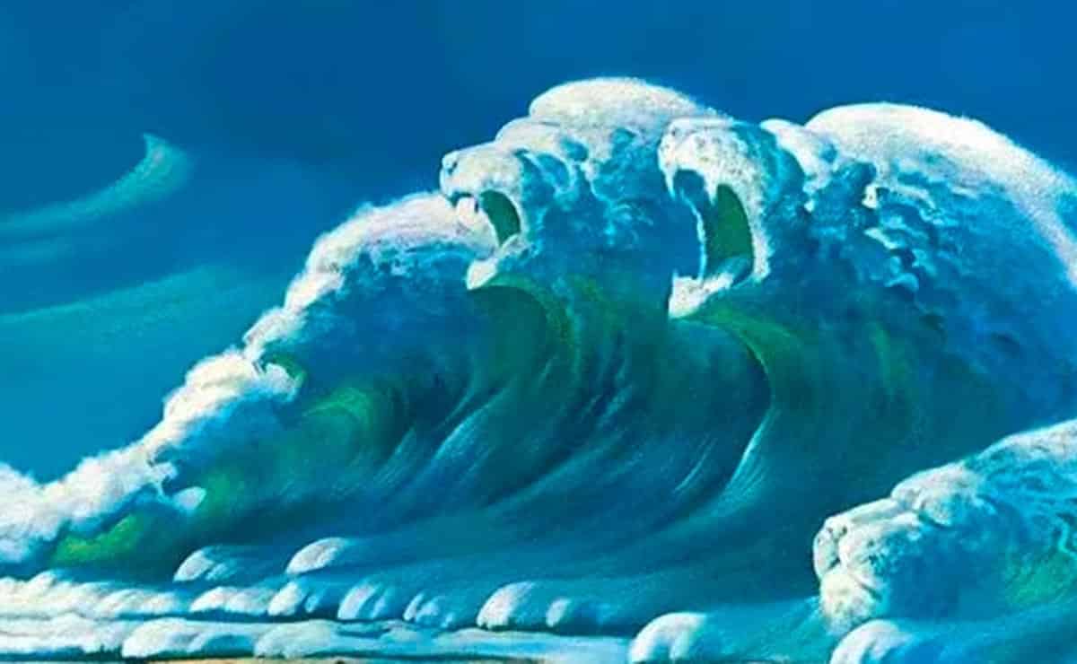 Image de vagues de mer en forme de lions qui font partie du test de personnalité.